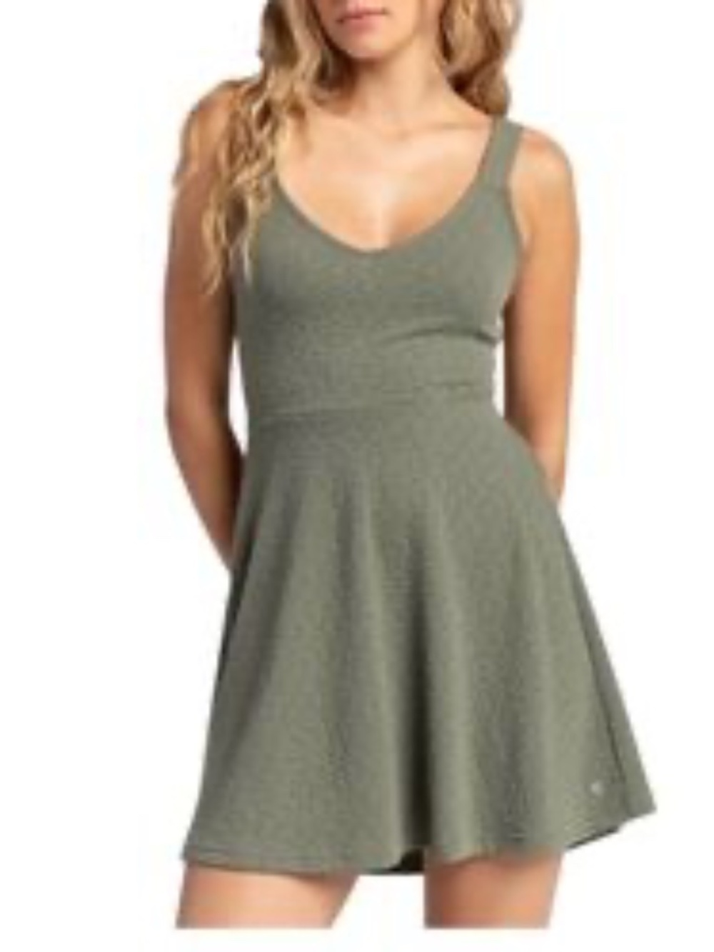 Roxy Green Sleeveless Fit and Flare Tie Back Mini Dress - size M - NEW